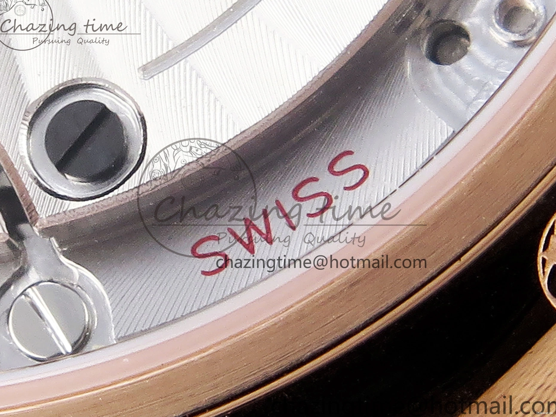 0121 Modern De Ville Date RG MKF 1:1 Best Edition White Textured Dial Roman Marker on Brown Leather Strap A 7752